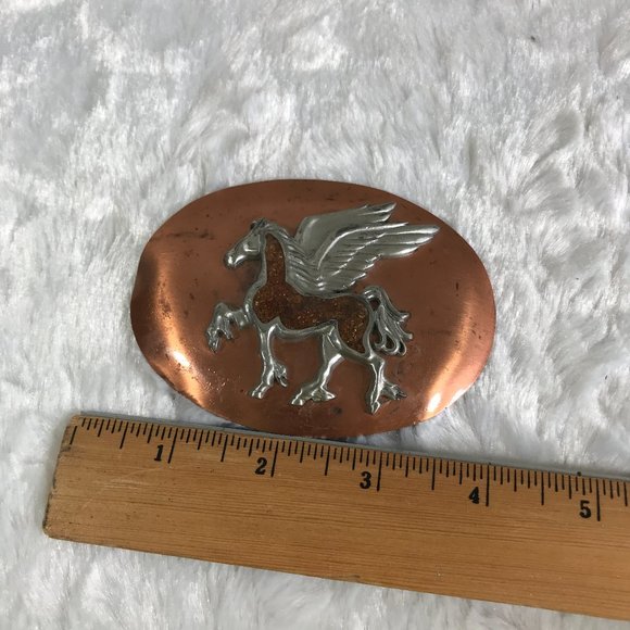 Vintage nickel silver bell belt buckle copper main image 11